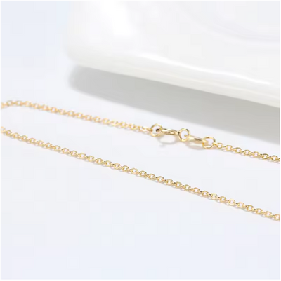 KISS MANDY 14K Gold Genuine 925 Sterling Silver 1.0mm Cable Chain Necklace with Handmade Elegant Chain for Women Jewelry SC06