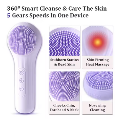 Sonic Waterproof Facial Cleansing Brush for Men & Women Rechargeable Exfoliating Electric Face Scrubber Cleanser Brush