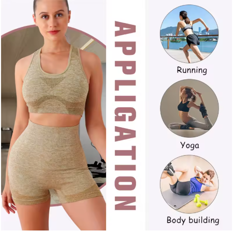 2PCS Seamless Women Yoga Set Workout Sportswear Gym Clothing Fitness Long Sleeve Crop Top High Waist Leggings Sports Suits