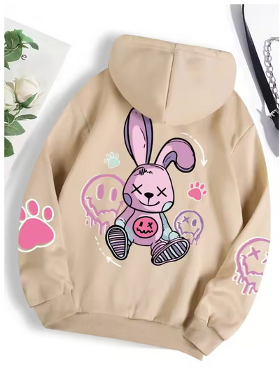 Hip Hop Street Casual Printed Female Hoodies Fashion Hoodie Oversize Loose New Sweatshirts Autumn Warm Fleece Clothing