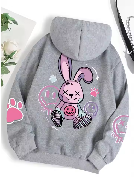 Hip Hop Street Casual Printed Female Hoodies Fashion Hoodie Oversize Loose New Sweatshirts Autumn Warm Fleece Clothing