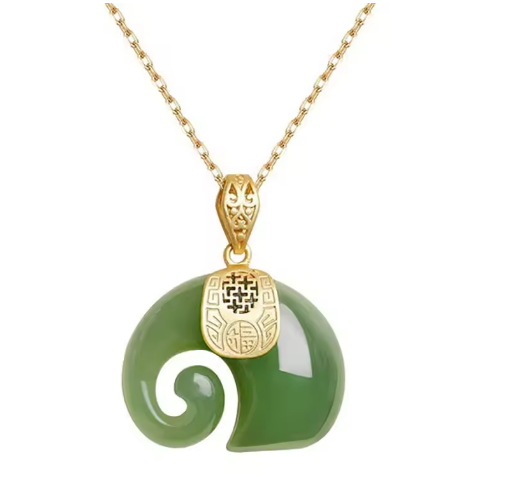 Boutique Natural Stone Hetian Jade Elephant Pendant 18K Gold Plated Chain Necklace Choker Jewelry for Women Birthday Anniversary