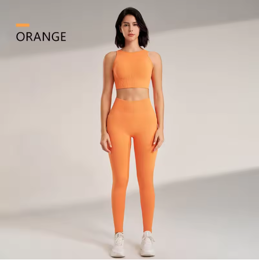 Yoga Clothing Set Women's High Waisted Leggings and Top Two Piece Seamless Fitness Exercise Clothing Fitness Workout Underwear