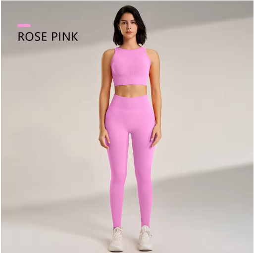 Yoga Clothing Set Women's High Waisted Leggings and Top Two Piece Seamless Fitness Exercise Clothing Fitness Workout Underwear