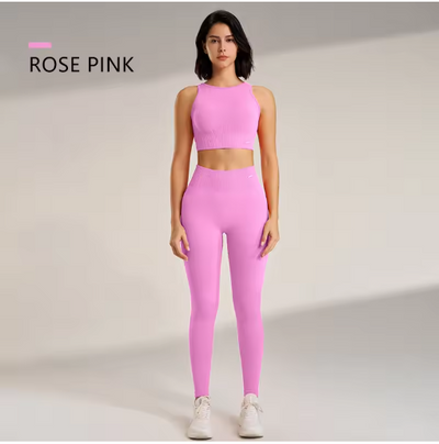 Yoga Clothing Set Women's High Waisted Leggings and Top Two Piece Seamless Fitness Exercise Clothing Fitness Workout Underwear