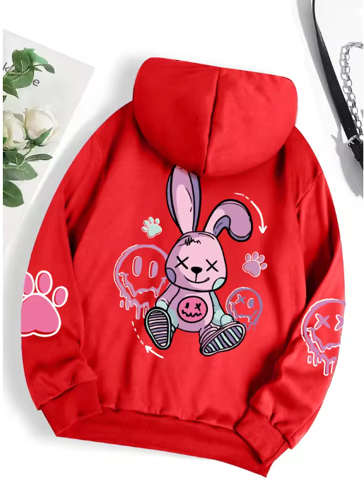 Hip Hop Street Casual Printed Female Hoodies Fashion Hoodie Oversize Loose New Sweatshirts Autumn Warm Fleece Clothing